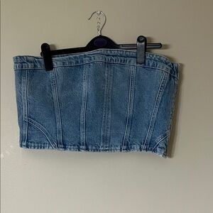 Zara Light Blue Denim Strapless Top